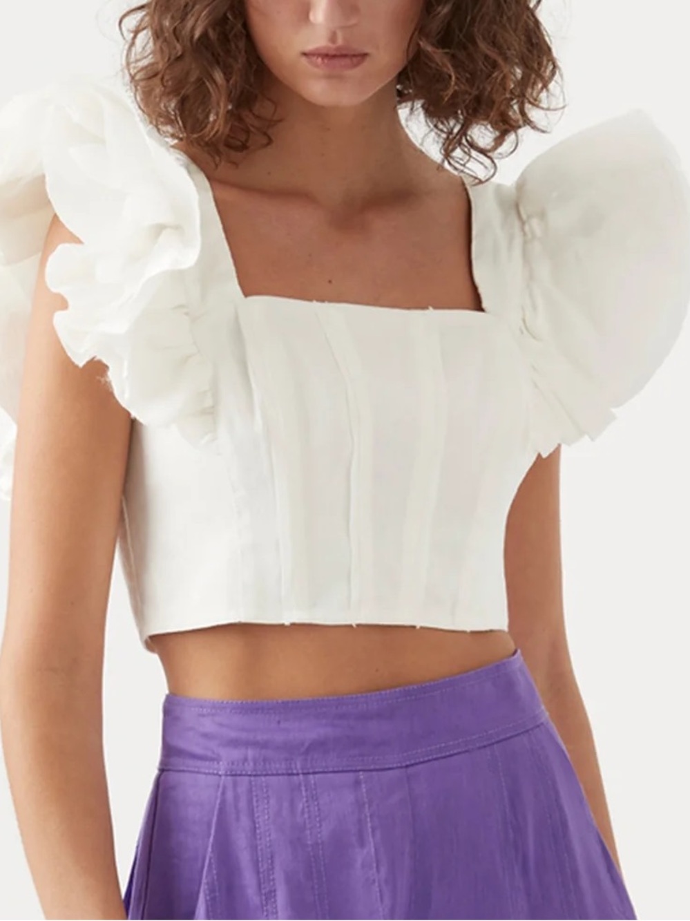 Sofie The Label Ruffle Sleeve Square Neck Crop Top - Picture 11 of 17